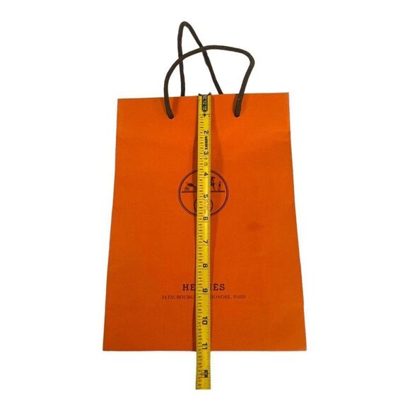 Authentic Hermes Orange Paper Gift Bag Purse Storage With Handles 8.25 X 11.25 - Picture 6 of 6